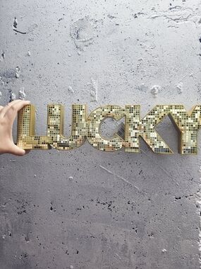 Celebrate It Gold Mosaic 'LUCKY' Wall Accent